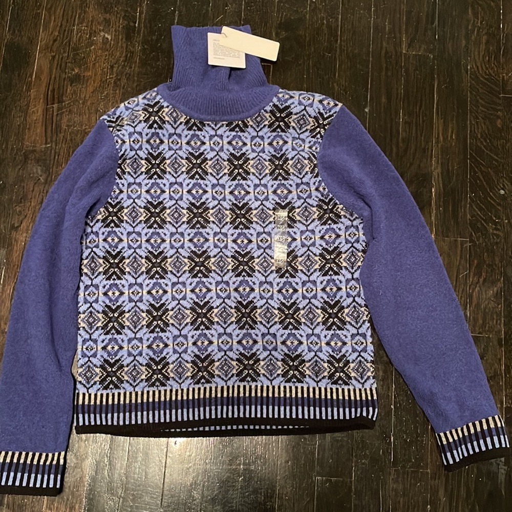 NWT New w/ Tag Men's UniqloxJW Anderson Blue Abstract Print Turtleneck Sweater